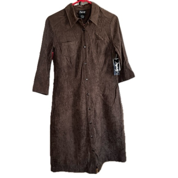 H&M Dresses & Skirts - NWT H&M Impuls Women Faux Suede Shirt Dress Brown Button Front Size L